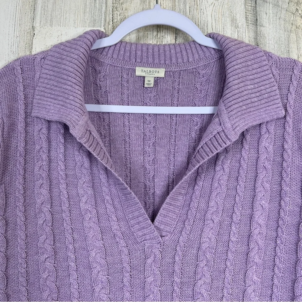 Talbots Women's 1X Cozy Purple Knit Sweater‎ Classic Preppy Winter Layering